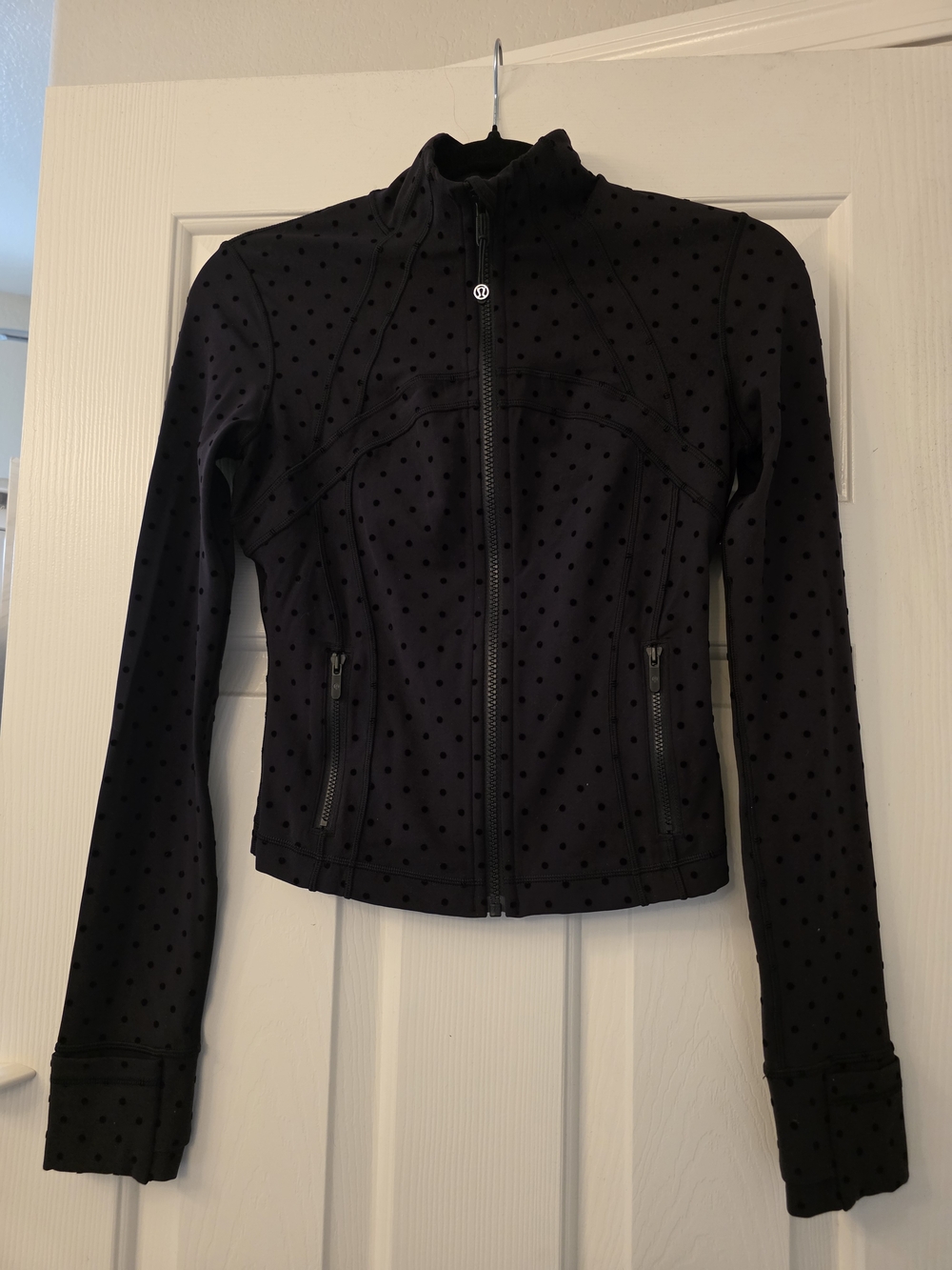 Lululemon POLKA FLOCK Define Jacket CROPPED Size 4 XS Black Polka Dot